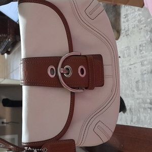 COACH Soho Leather small handbag, white and brown